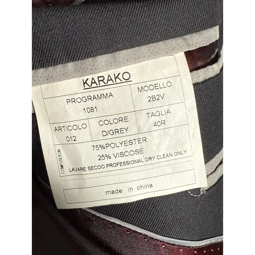 Karako Suits Mens Charcoal Grey Blazer‎ Jacket 40R 2 Button Wool Blend Business